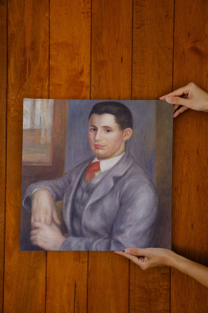 Young Man in a Red Tie, Portrait of Eugene Renoir by Pierre-Auguste Renoir Impressionism Art dated 1890