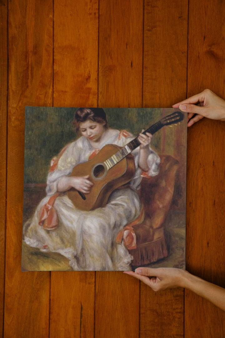 Woman Playing the Guitar by Pierre-Auguste Renoir Realism Art dated 1896