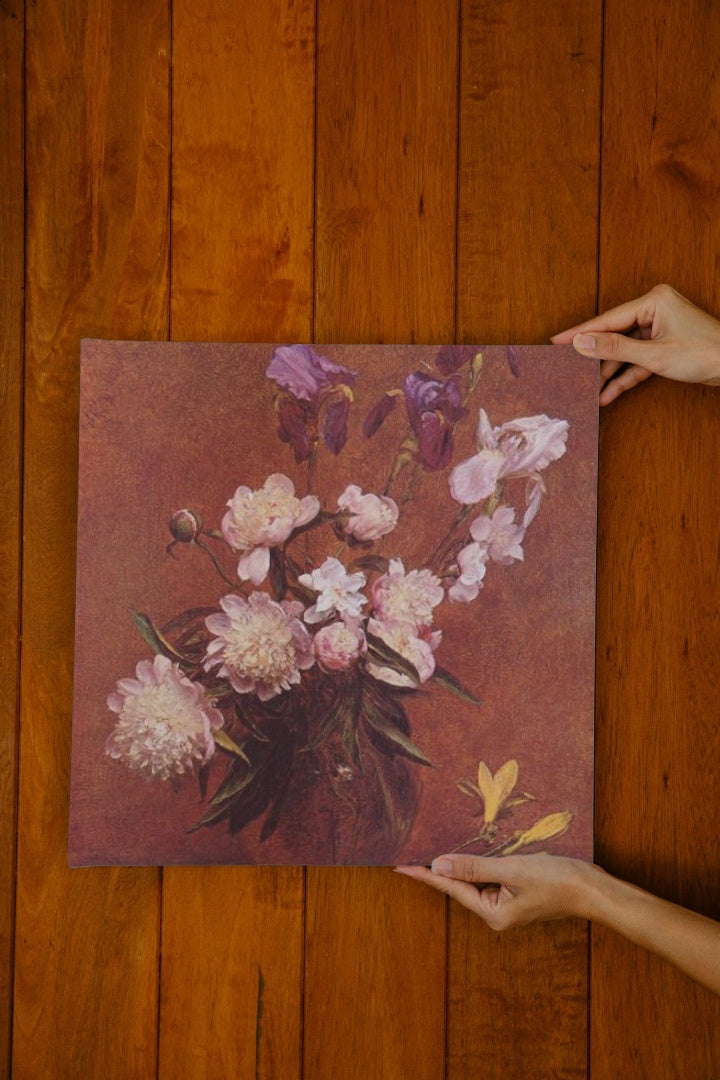 Bouquet of Peonies and Iris by Henri Fantin-Latour Realism Art dated 1884