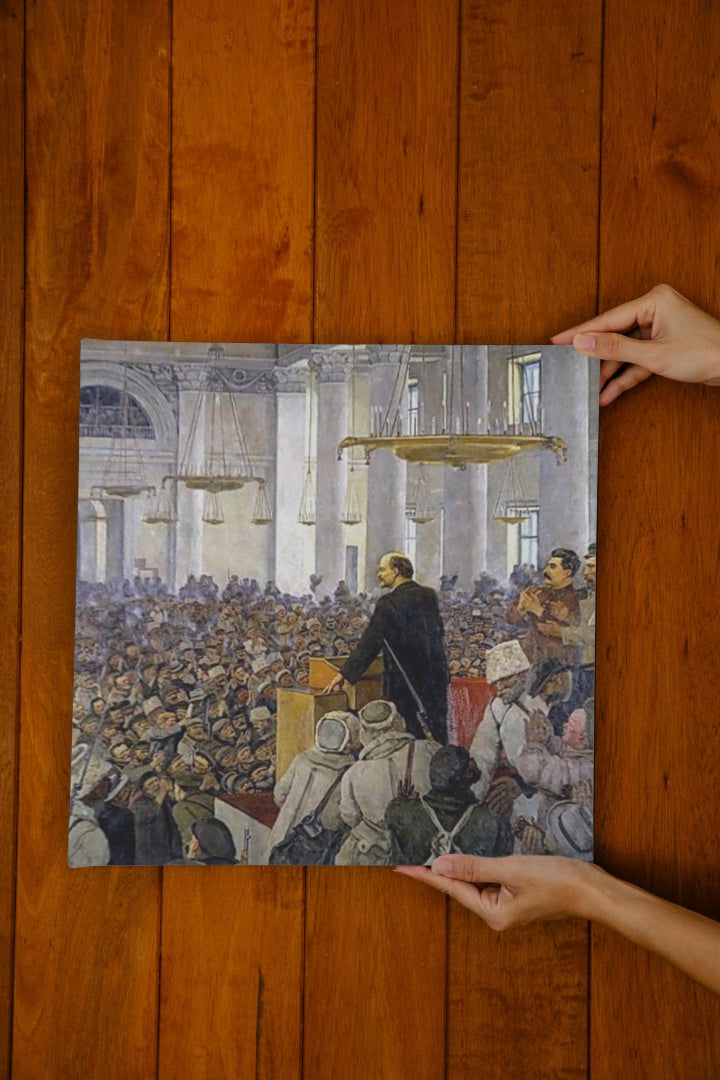 The first speech of Vladimir Lenin in the Smolny. Late version of the picture in 1927 by Konstantin Yuon Socialist Realism Art dated 1935