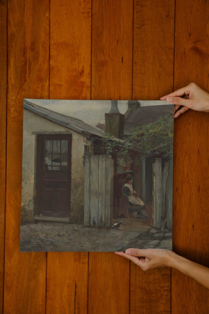 Girl with Bird at the King Street Bakery by Frederick McCubbin Impressionism Art dated 1886