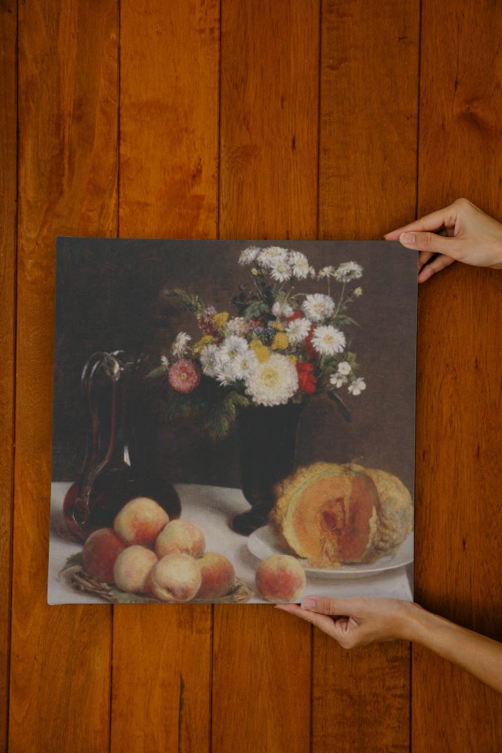 Still Life with a Carafe Flowers and Fruit by Henri Fantin-Latour Realism Art