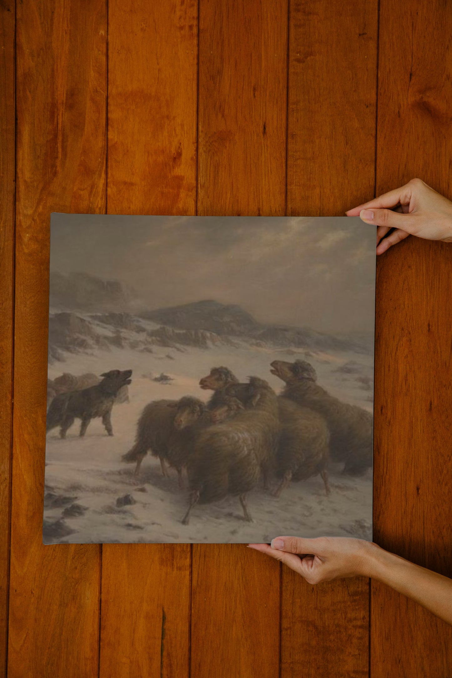 FLOCK OF SHEEP STRANDED IN A BLIZZARD by August Friedrich Schenck Naturalism Art