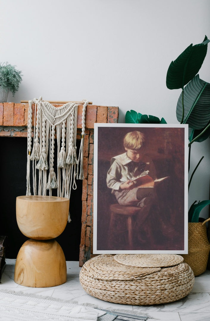 Boy Reading: Ned Anshutz by Thomas Pollock Anshutz Realism Art dated 1900