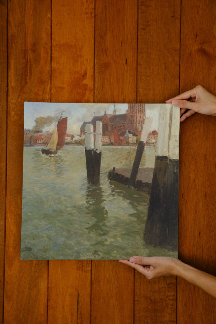 The Pier, Dordrecht by Frits Thaulow Impressionism Art dated 1905