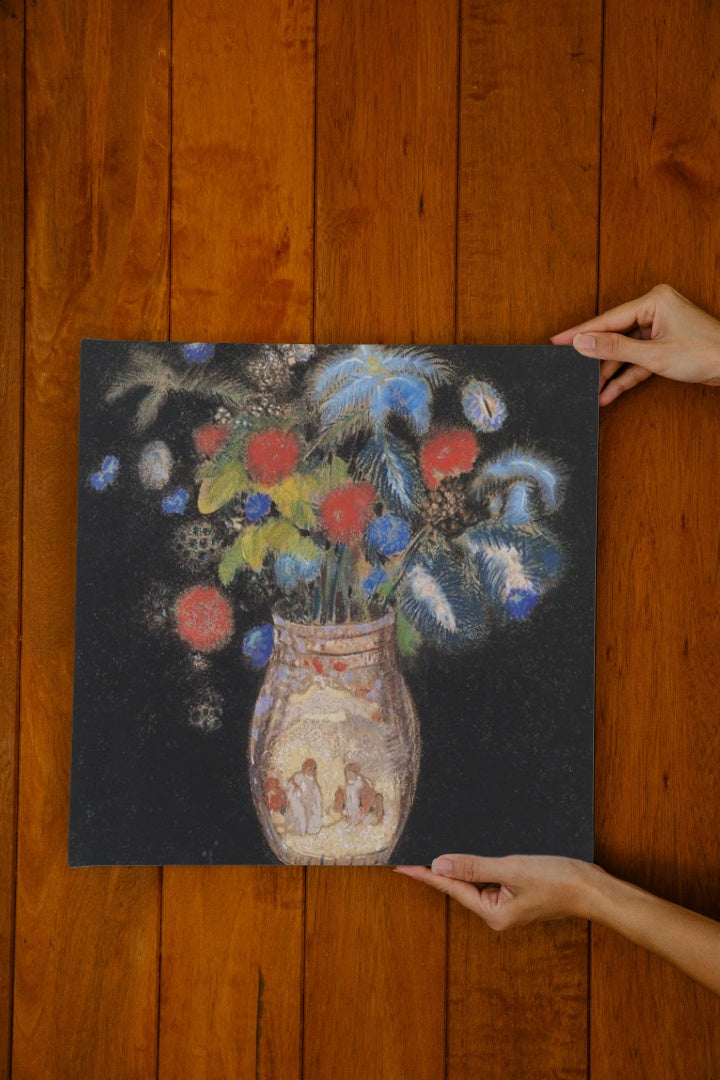 Large Boquet on a Black Background by Odilon Redon Realism Art dated 1910