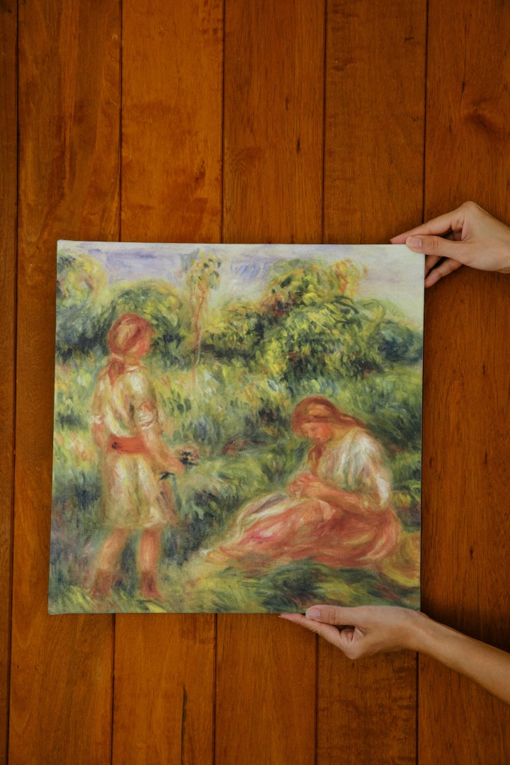 Two Young Women in a Landscape by Pierre-Auguste Renoir Impressionism Art dated 1916