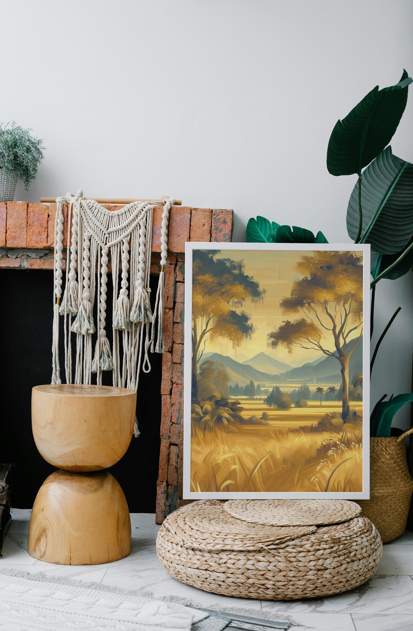 Aureate Pristinam Vistas: Serene Golden Landscape Oilpainting