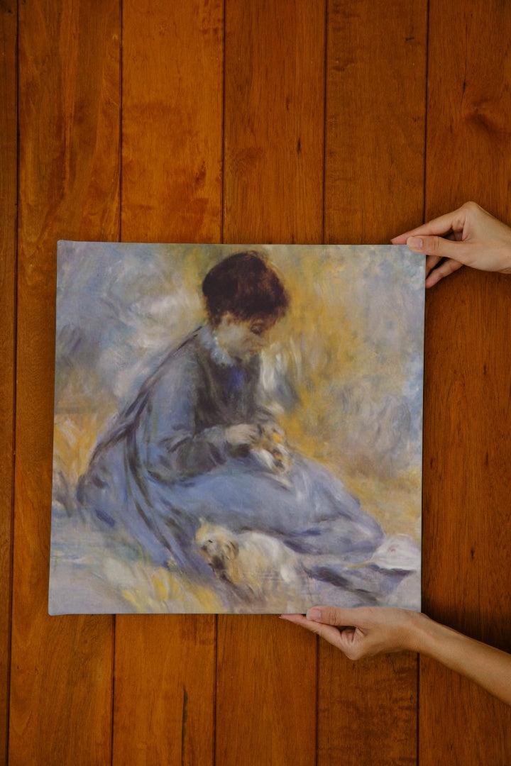 Young Woman with a Dog by Pierre-Auguste Renoir Impressionism Art dated 1876