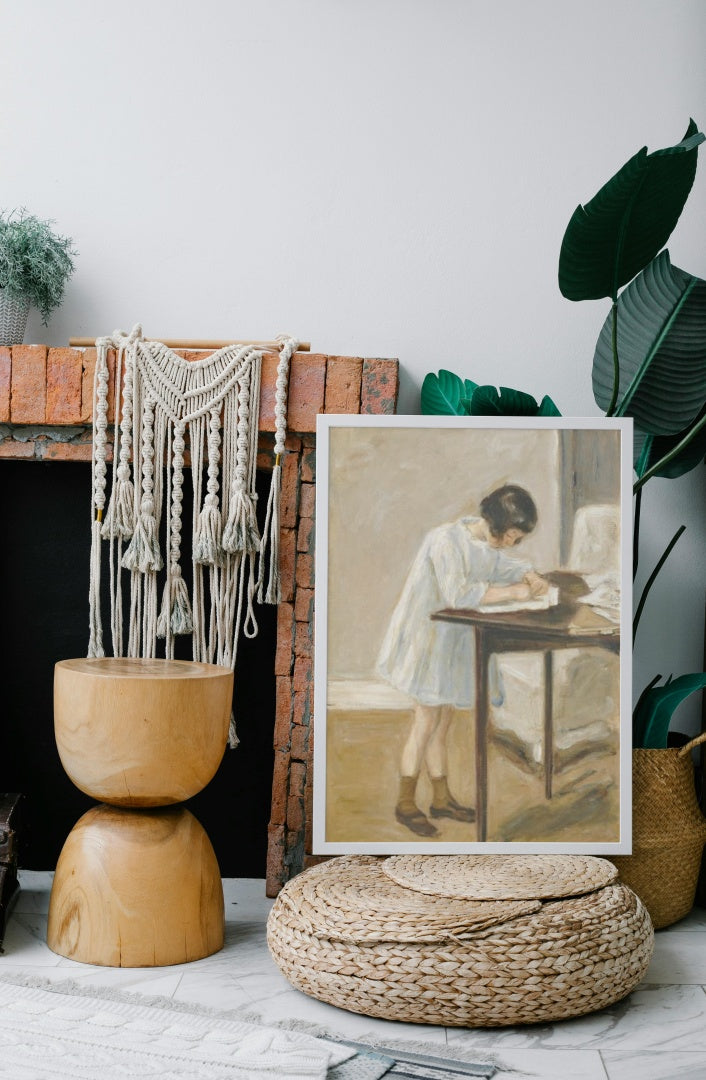 The Artist&#39;s Granddaughter at the Table by Max Liebermann Impressionism Art dated 1923