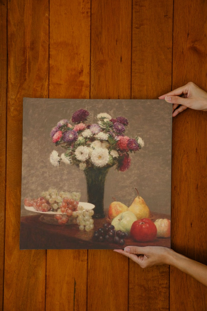 Asters and Fruit on a Table by Henri Fantin-Latour Realism Art dated 1868