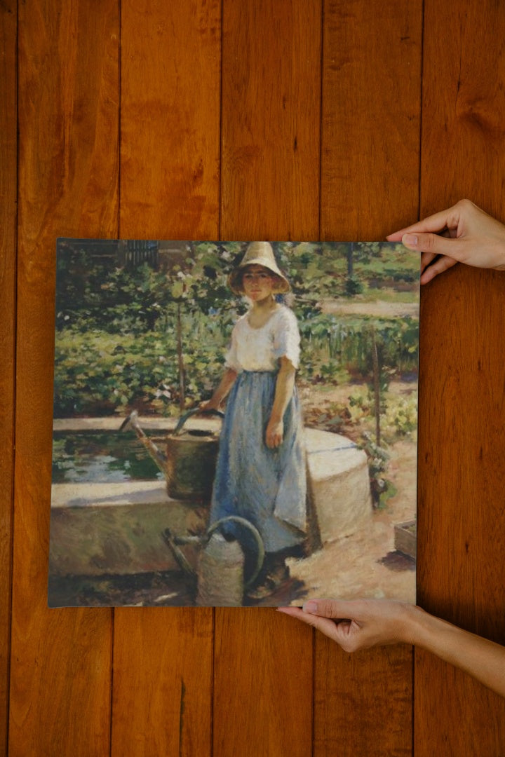 At the Fountain by Theodore Robinson Impressionism Art dated 1890