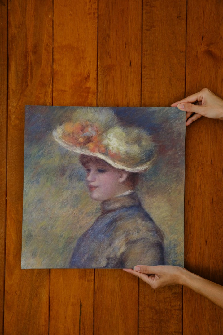 Young Woman Wearing a Hat by Pierre-Auguste Renoir Impressionism Art