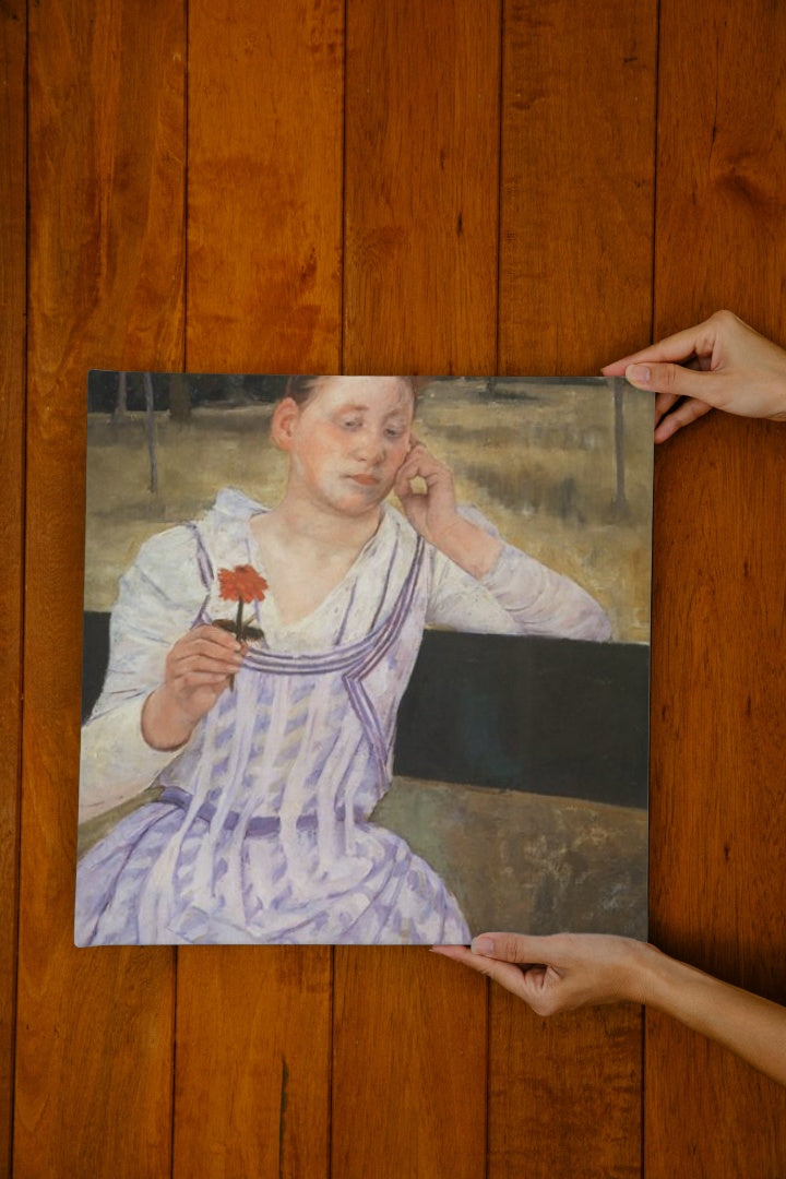 Woman With A Red Zinnia by Mary Cassatt Impressionism Art dated 1891