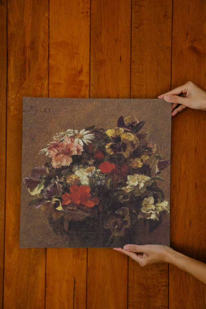 Bouquet of Flowers Pansies by Henri Fantin-Latour Realism Art dated 1883