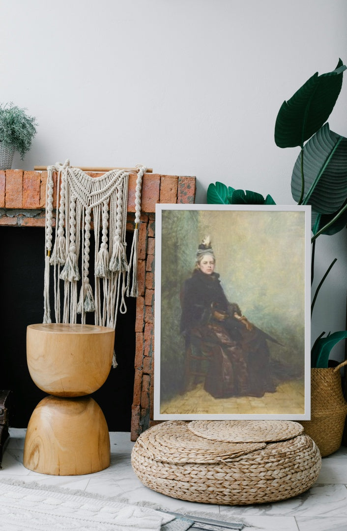 Portrait de femme en manteau avec un parapluie by Louise Abb&#233;ma Impressionism Art