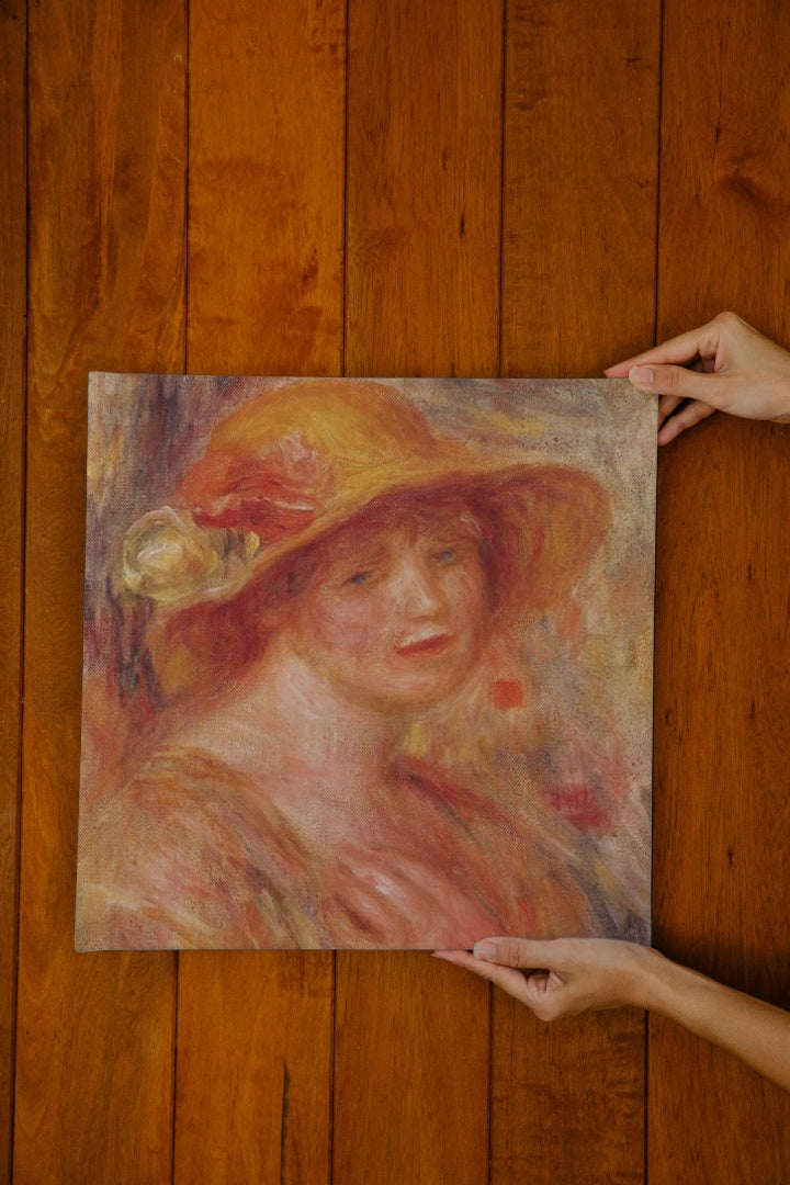 Woman in a Straw Hat by Pierre-Auguste Renoir Impressionism Art dated 1918