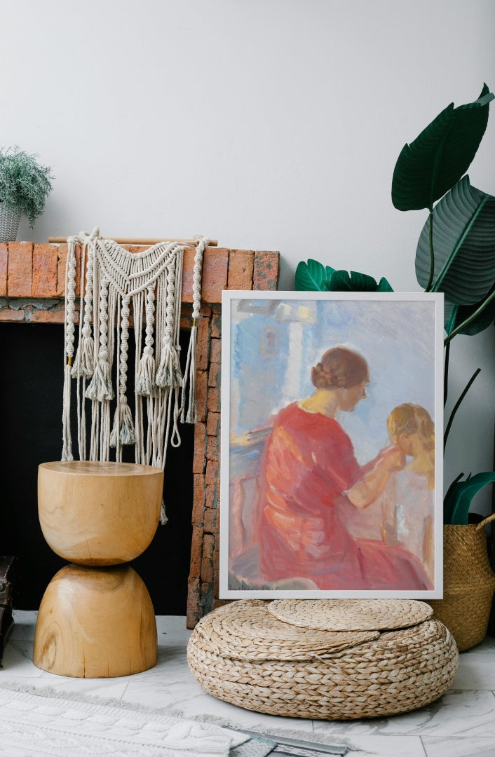 A Mother Plaiting Her Daughters Hair by Anna Ancher dated 1915