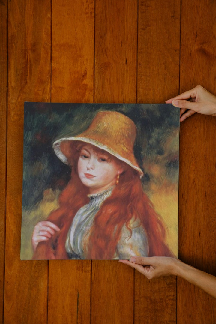 Young Girl in a Straw Hat by Pierre-Auguste Renoir Impressionism Art dated 1884