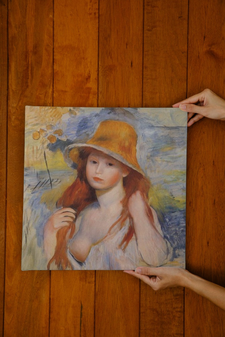 Young Woman in a Straw Hat by Pierre-Auguste Renoir Impressionism Art dated 1884