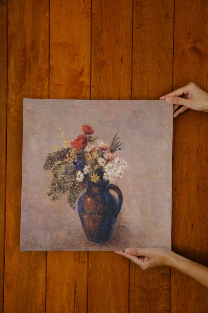 Bouquet of Flowers in a Blue Vase by Odilon Redon Realism Art dated 1907