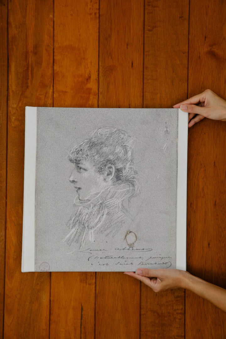 Half Length Portrait of Sarah Bernhardt, Left Profile by Louise Abb&#233;ma