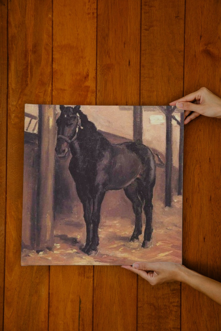 Yerres, Dark Bay Horse in the Stable by Gustave Caillebotte Impressionism Art dated 1878