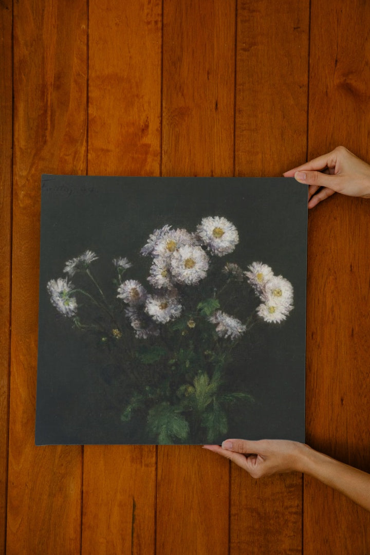 Bouquet of White Chrysanthemums by Henri Fantin-Latour Realism Art dated 1869