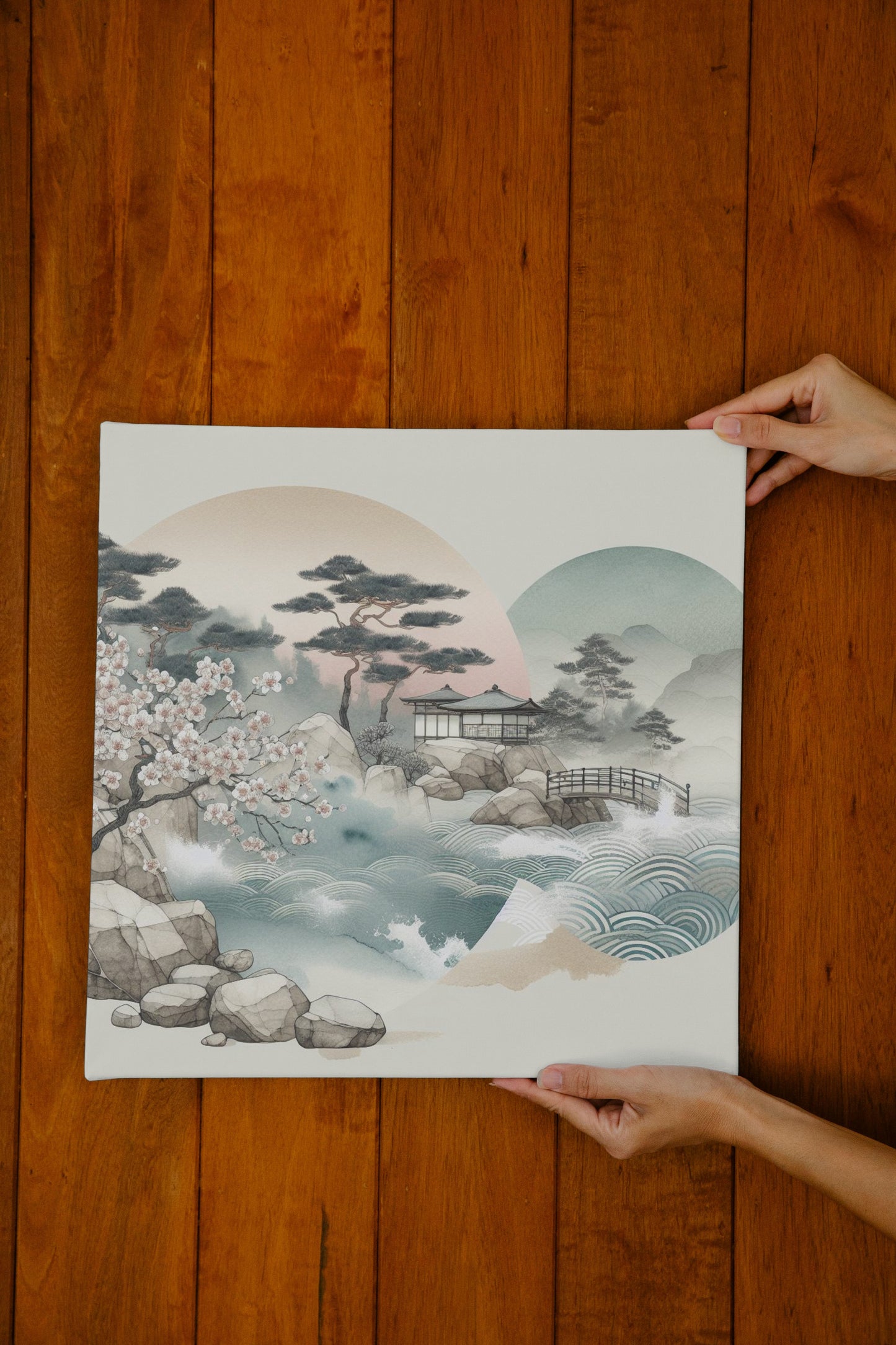 Serenum Natura Japanese Art: A Modern Watercolor of Sandstone Textures