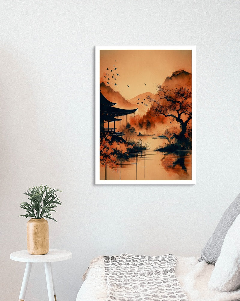 Aurantiaco-Nigrum Vaporo: Exquisite Japanese Watercolor Art