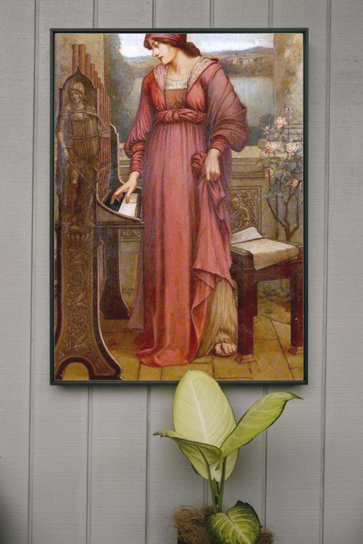 &#39;Music Sweet Music&#39; (Saint Cecilia) by Evelyn De Morgan Romanticism Art dated 1889