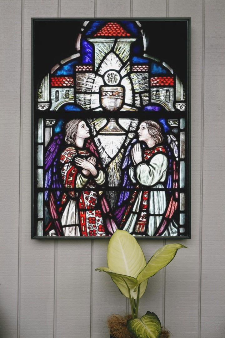 Loughrea St. Brendan&#39;s Cathedral. Two Angels Holding a Chalice by Sarah Purser Romanticism Art dated 1908