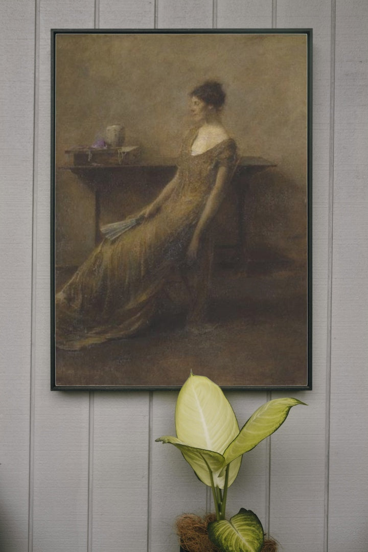 Lady in Gold by Thomas Dewing Tonalism Art dated 1912