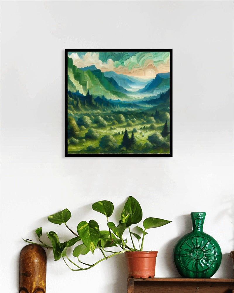 Verdantia Serenitatis: Exquisite Green Marble Landscape Oilpainting