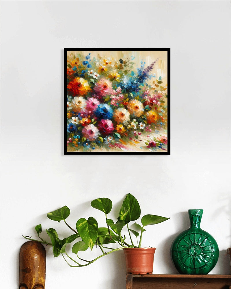 Vividus Floralia Oilpainting: Luminous Spectrum Blossoms