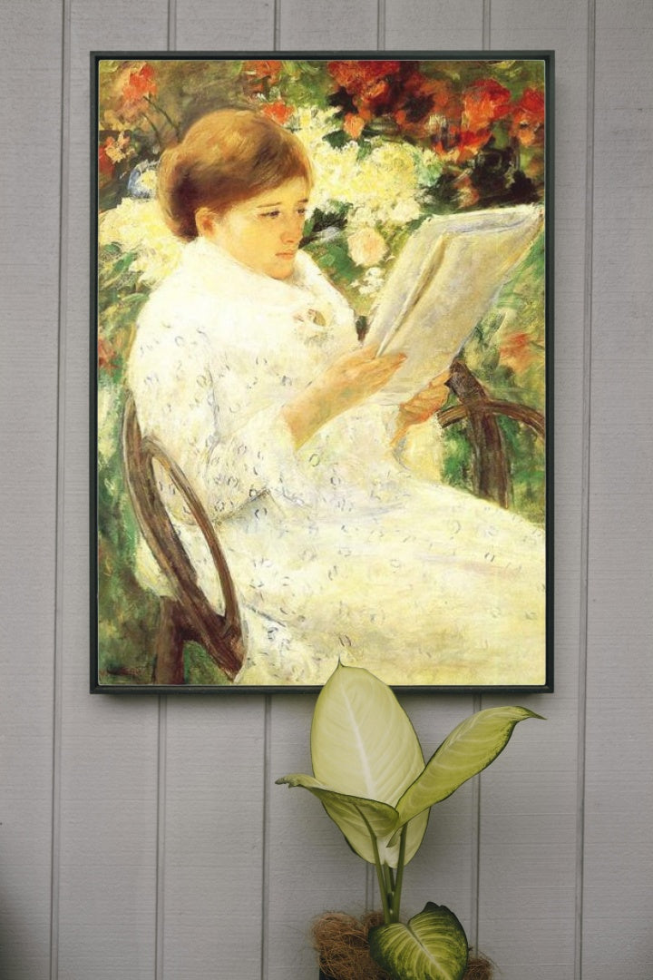 Woman Reading in a Garden by Mary Cassatt Impressionism Art dated 1880