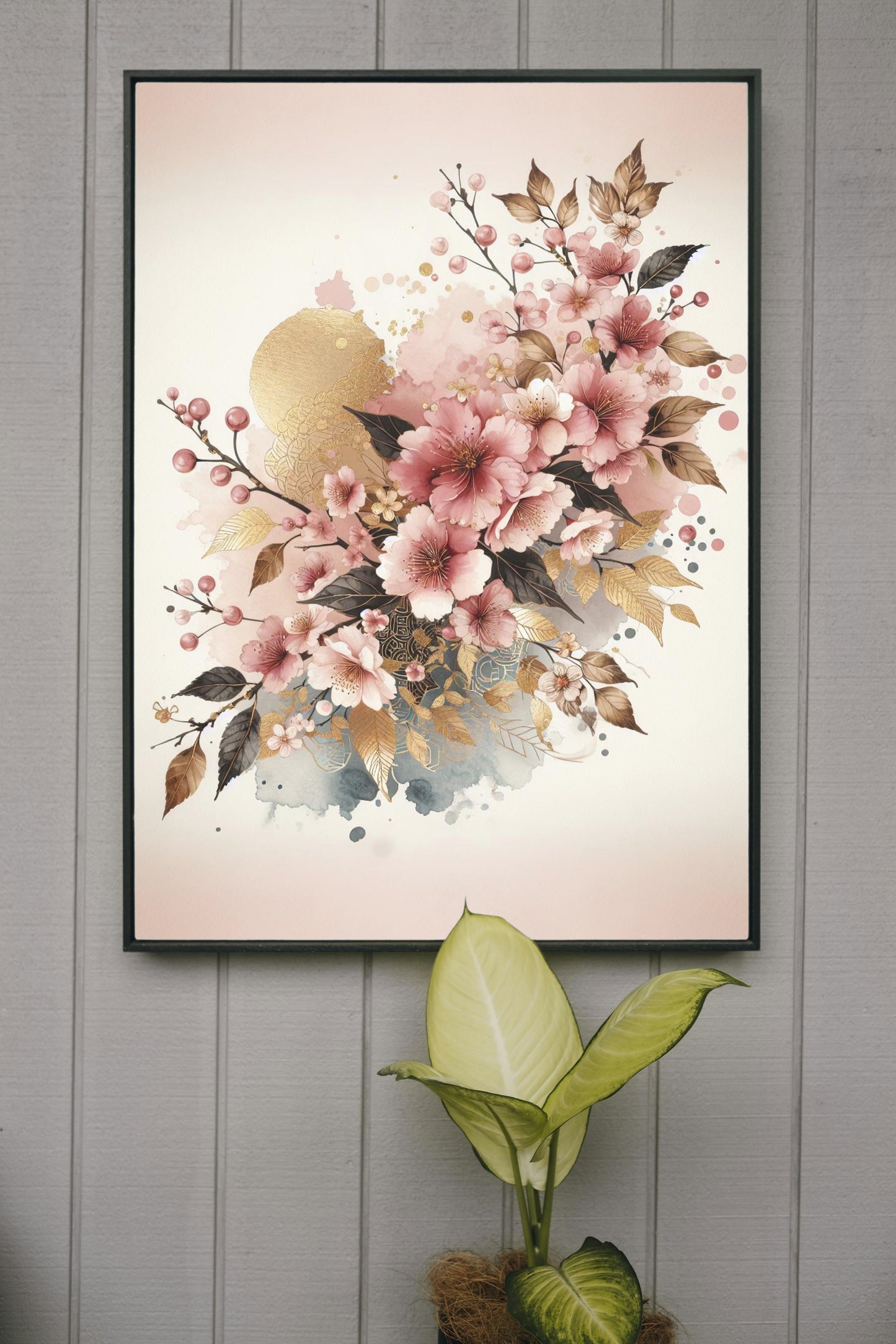 Aureate Sakura: Luxuriant Aurulent Japanese Watercolor Art