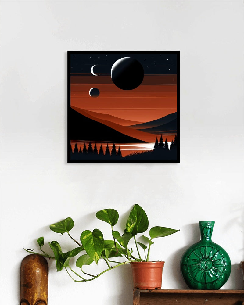 PraeclarusAbyss Deep Orange Nocturne Landscape Art