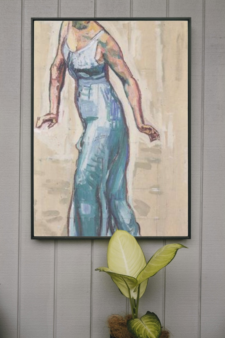 Border woman figure in blue Gwand by Ferdinand Hodler Art Nouveau (Modern) Art dated 1915