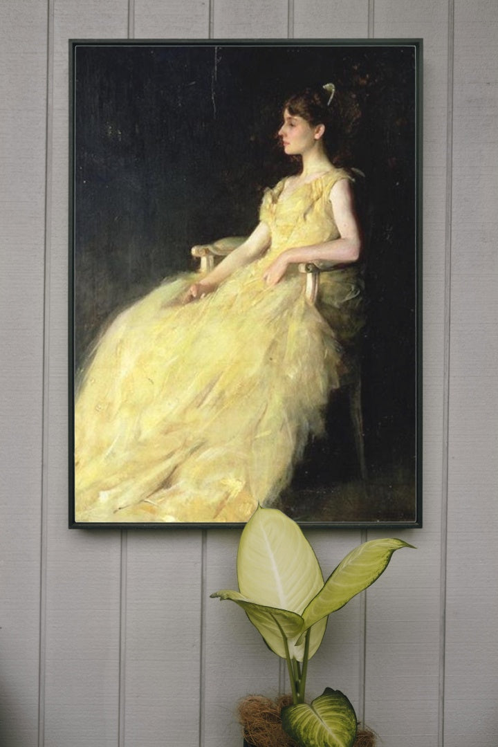 Lady in Yellow by Thomas Dewing Realism Art dated 1888