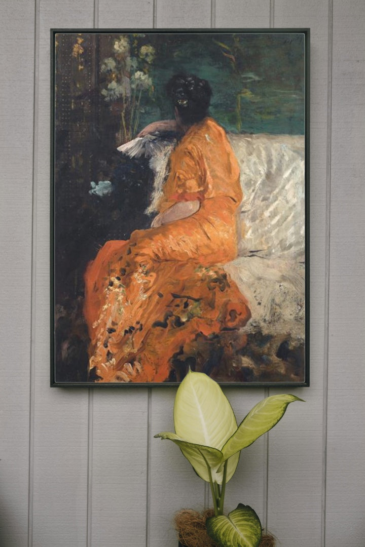 The orange kimono by Giuseppe De Nittis Impressionism Art dated 1884