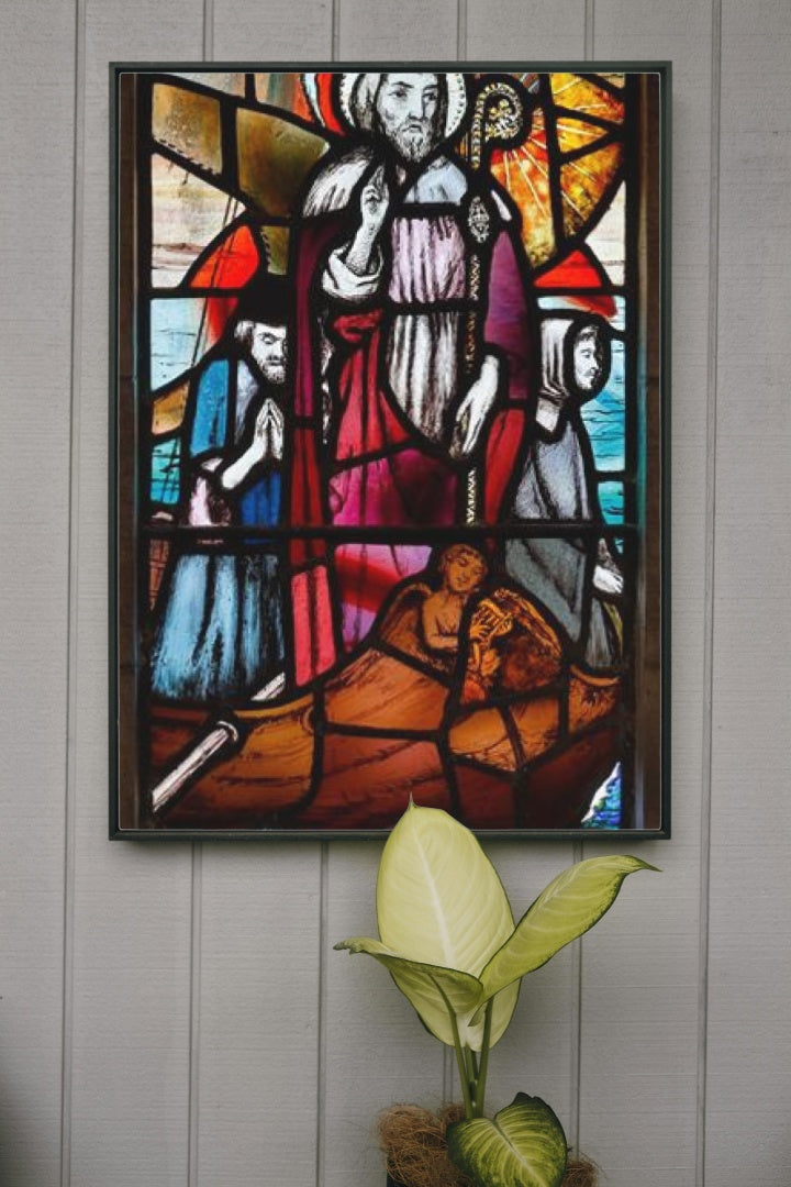 Loughrea St. Brendan&#39;s Cathedral. St. Brendan the Navigator at Sea by Sarah Purser Romanticism Art dated 1908