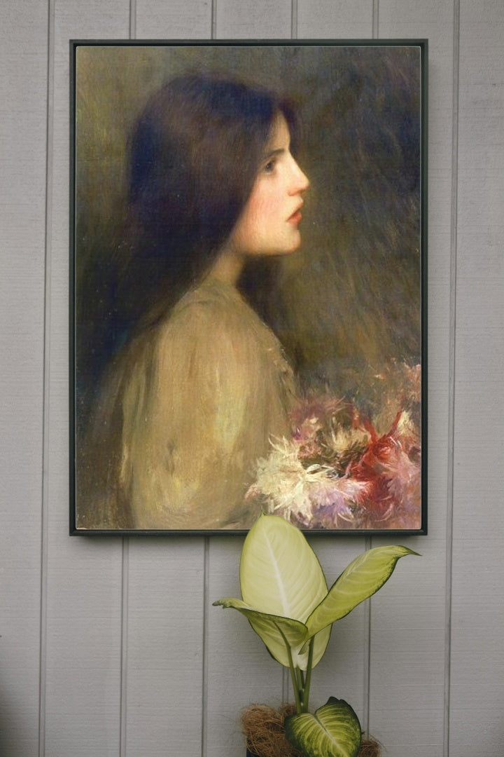 Girl with flowers by Joan Brull Art Nouveau (Modern) Art