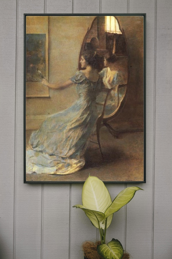 Before the Mirror by Thomas Dewing Tonalism Art dated 1910