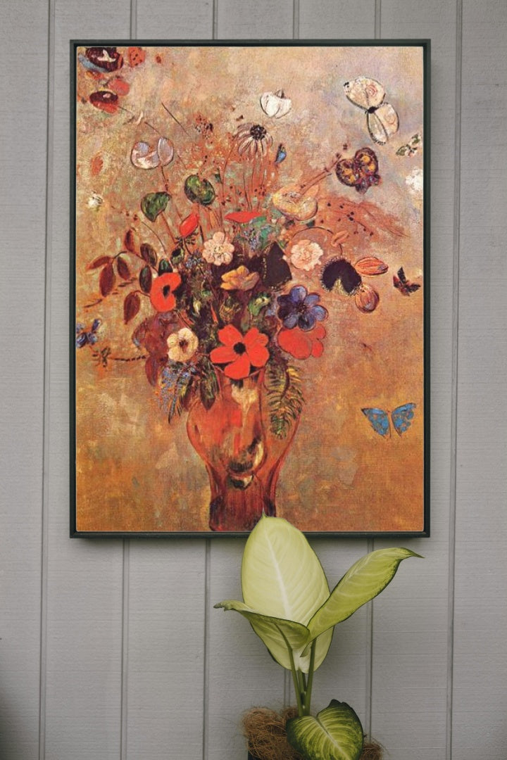 Vase with Flowers and Butterflies by Odilon Redon Realism Art