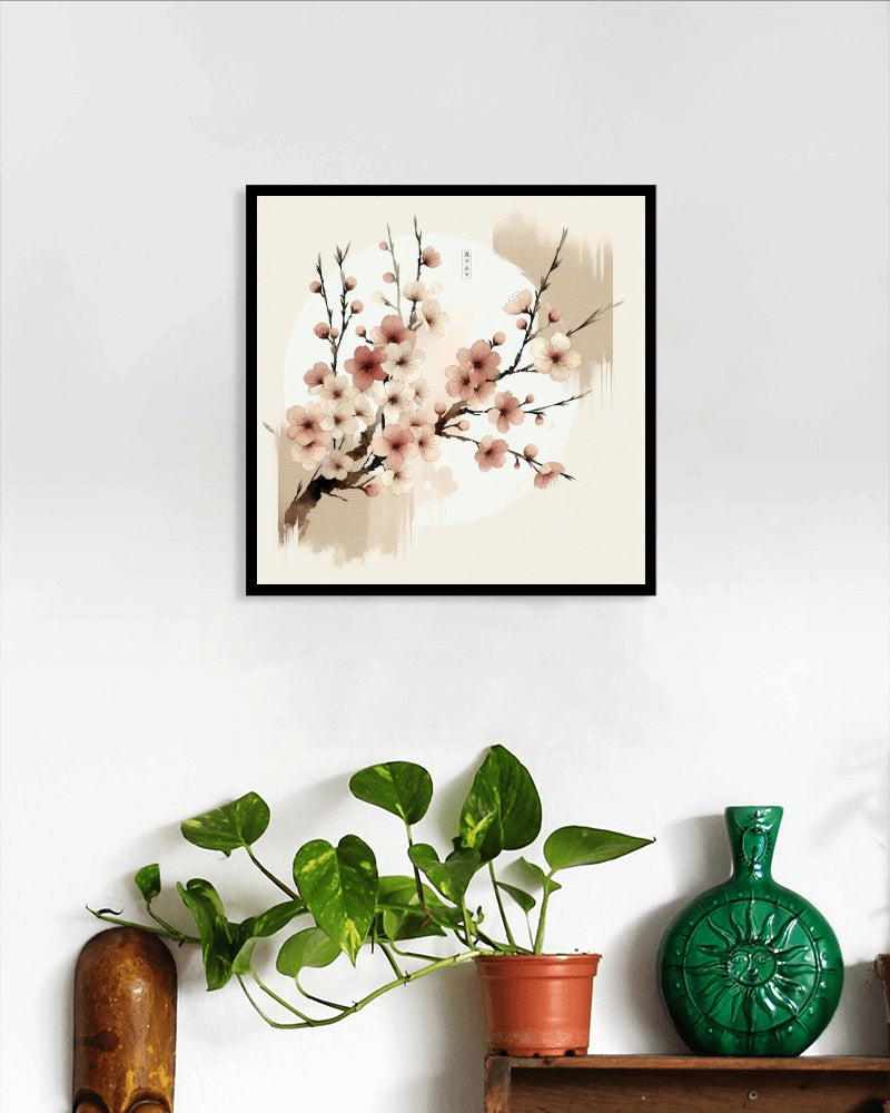 Elysian Nirantara Sakura: Modern Japanese Watercolor Art