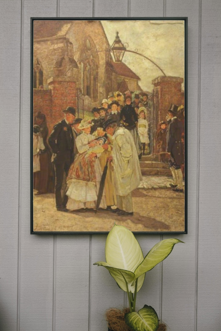 Christening Sunday (South Harting, Sussex) by James Charles Realism Art dated 1887