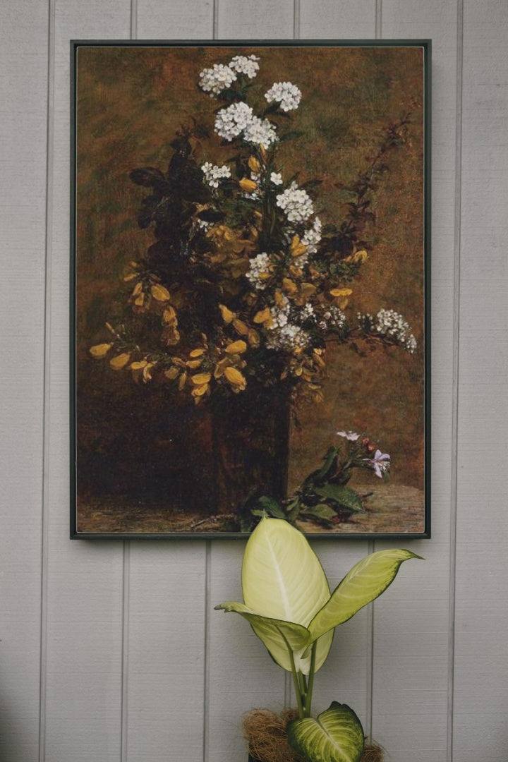 Broom and Other Spring Flowers in a Vase by Henri Fantin-Latour Realism Art dated 1882