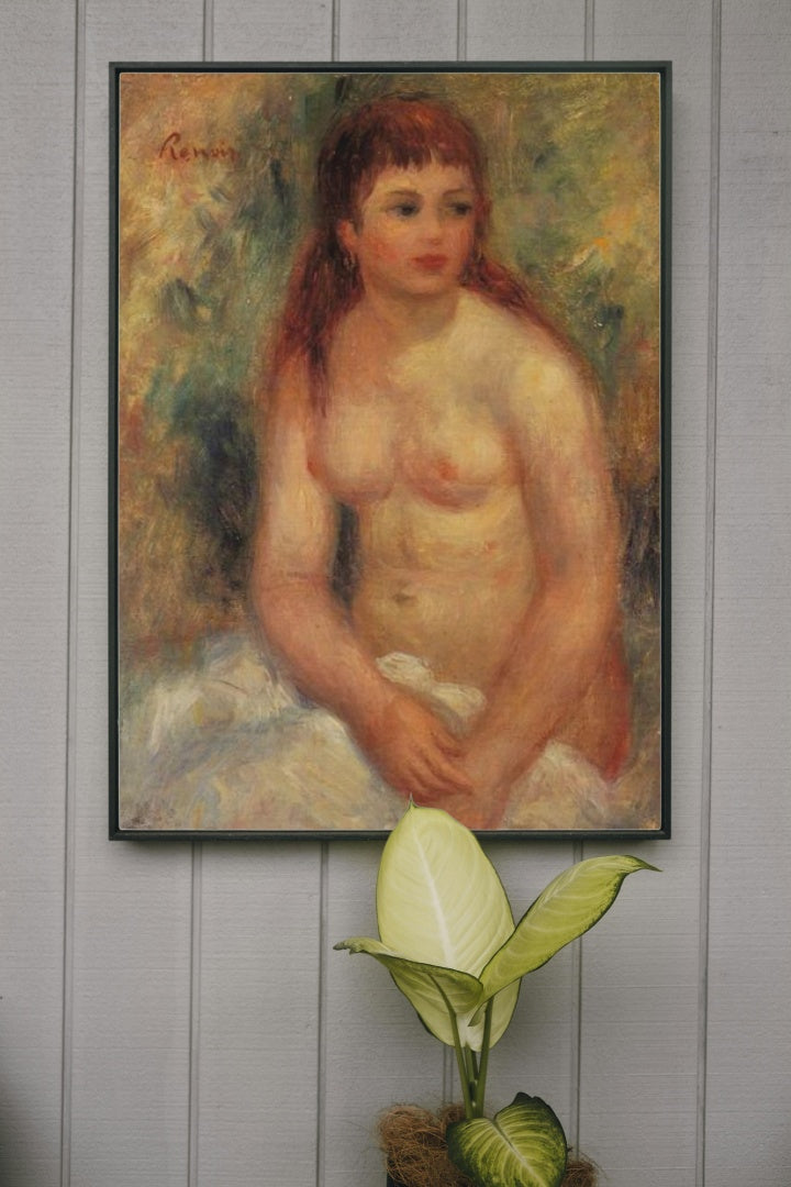 Seated Young Woman, Nude by Pierre-Auguste Renoir Impressionism Art dated 1910