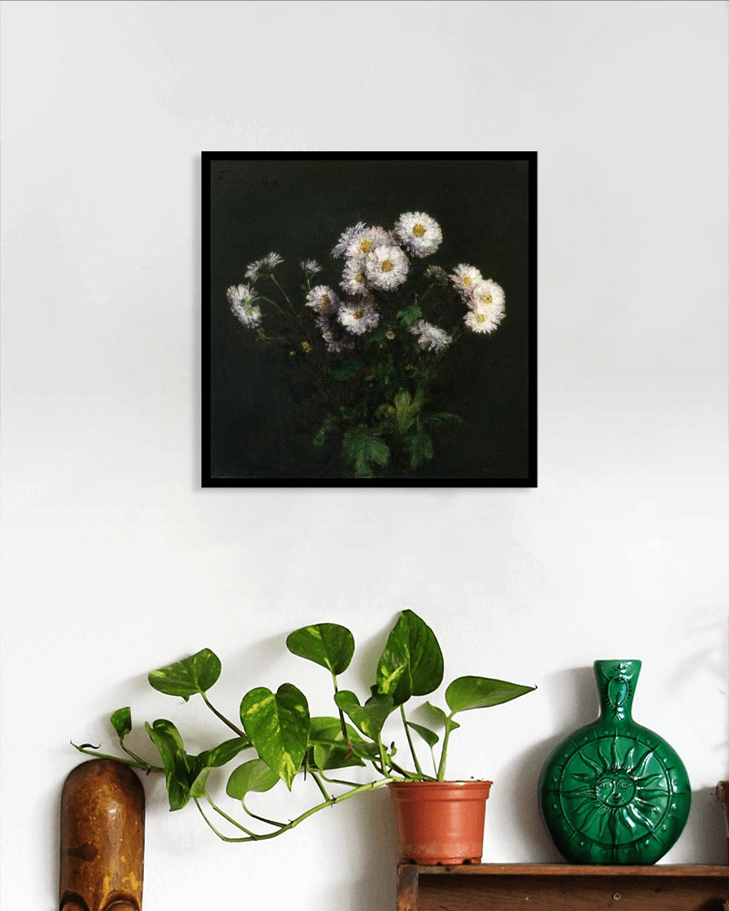 Bouquet of White Chrysanthemums by Henri Fantin-Latour Realism Art dated 1869